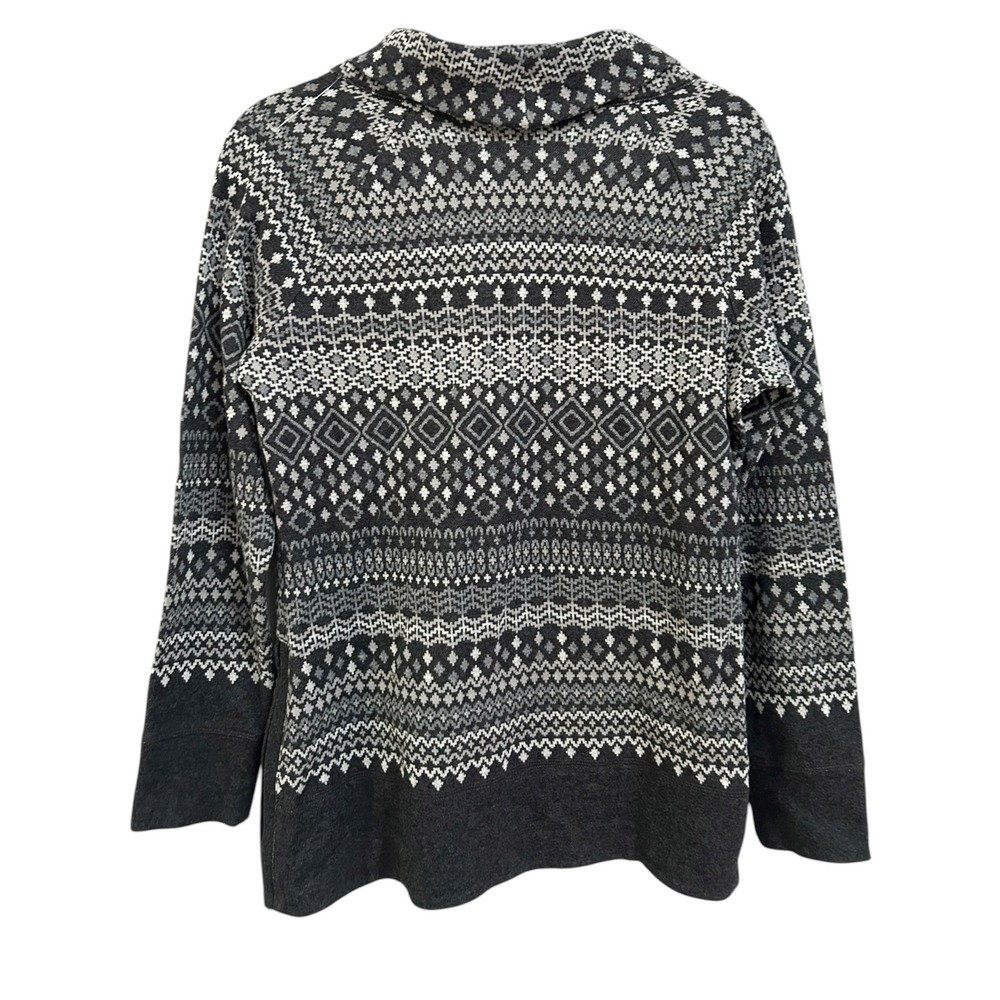 T by Talbots Womens Fair Isle Knit Cowl Neck Long Sleeve Sweater Gray Size XS - Picture 2 of 7